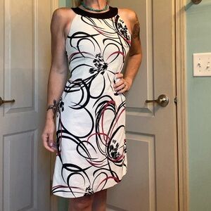Ann Taylor Black and White Halter Midi Dress